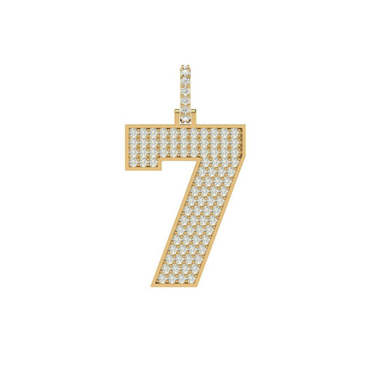 Customized Number seven Gold with Diamonds Pendant