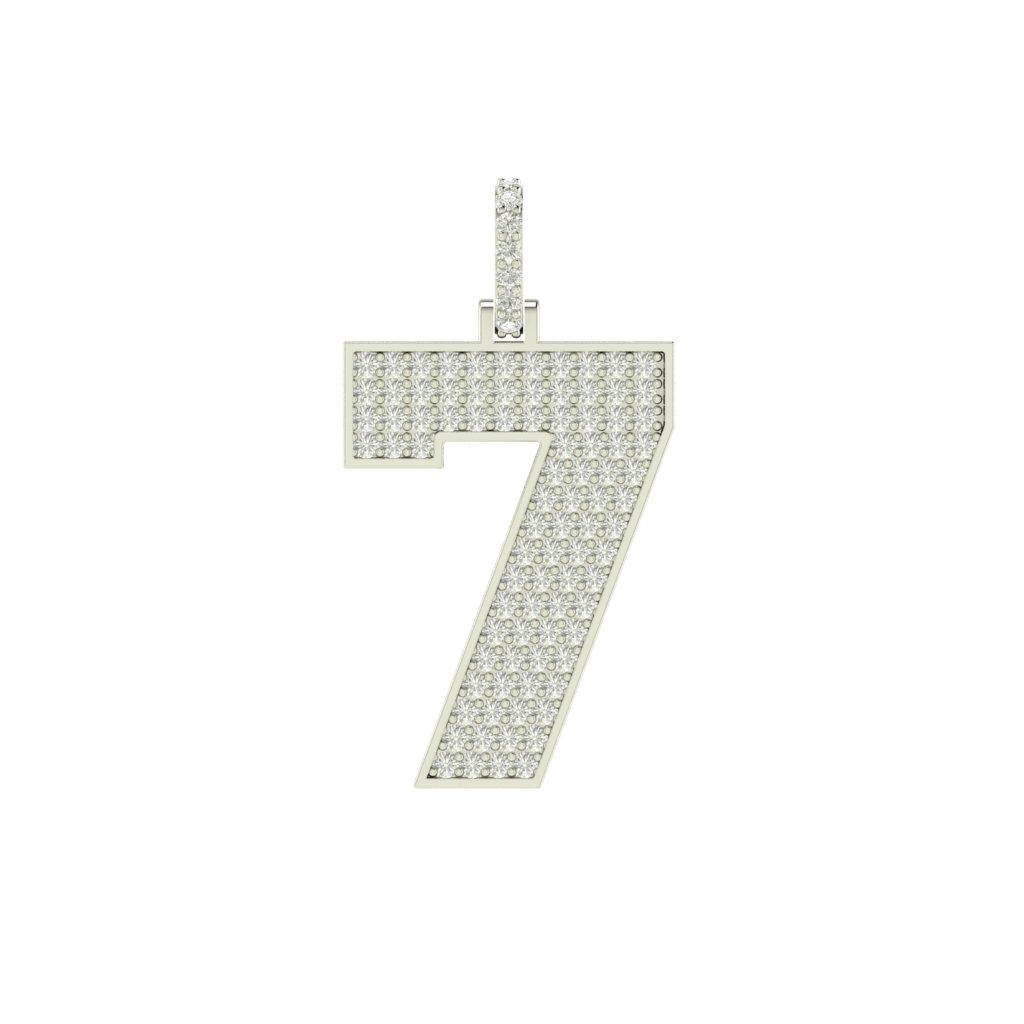 Customized Number seven Gold with Diamonds Pendant
